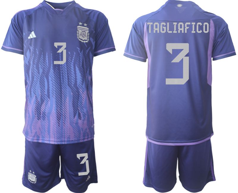 Men 2022 World Cup National Team Argentina away purple #3 Soccer Jersey->belgium->Soccer Club Jersey